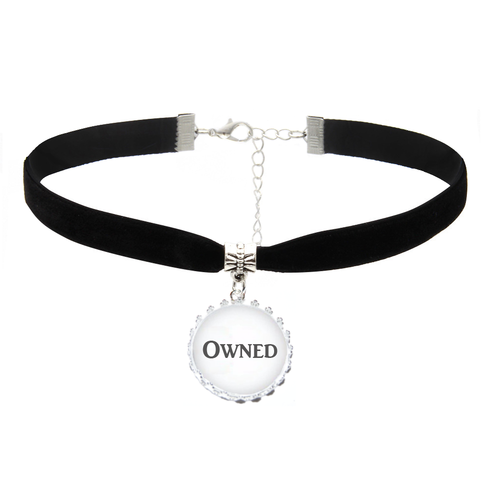 OWNED Black Velvet Neck Choker Necklace for Submissive Slave – Sexy Jewels:  Hotwife, Queen Of Spades, Slut, Sissy & Cuckold Anklets and Tattoos