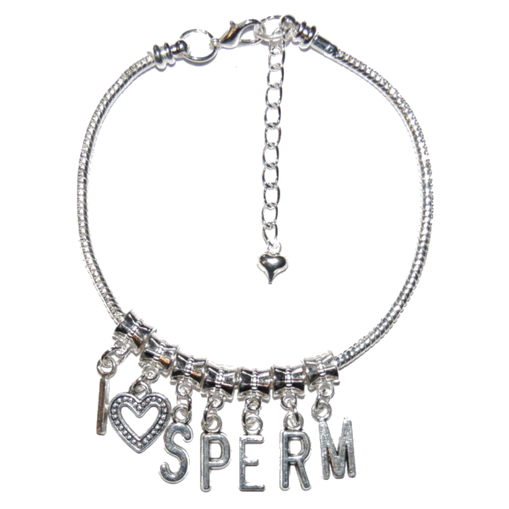 Euro Anklet / Ankle Chain I love heart SPERM Spunk Jizz Cum Slut