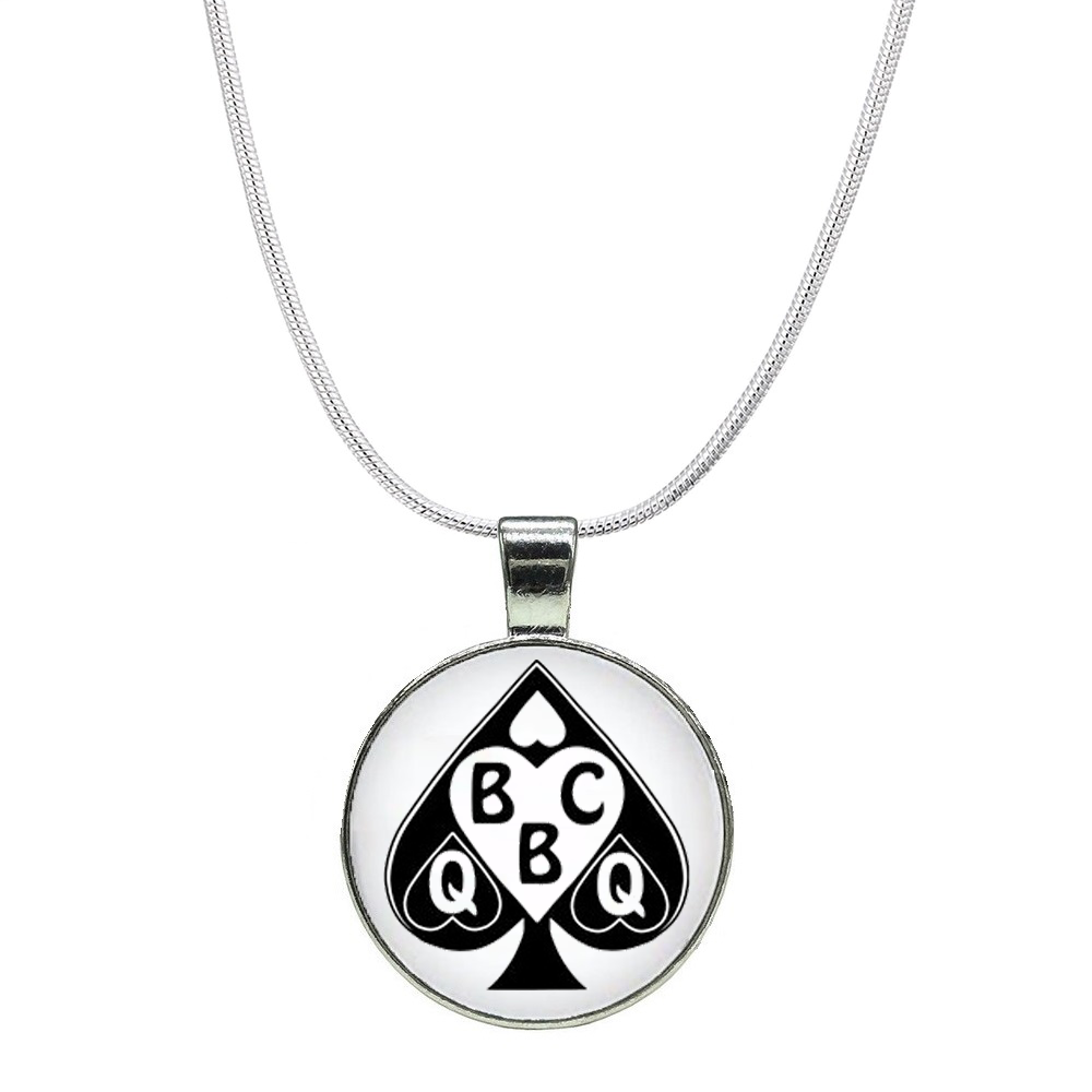 Euro Necklace Queen Of Spades BBC QOS Dome Charm Style 2 Silver Plated