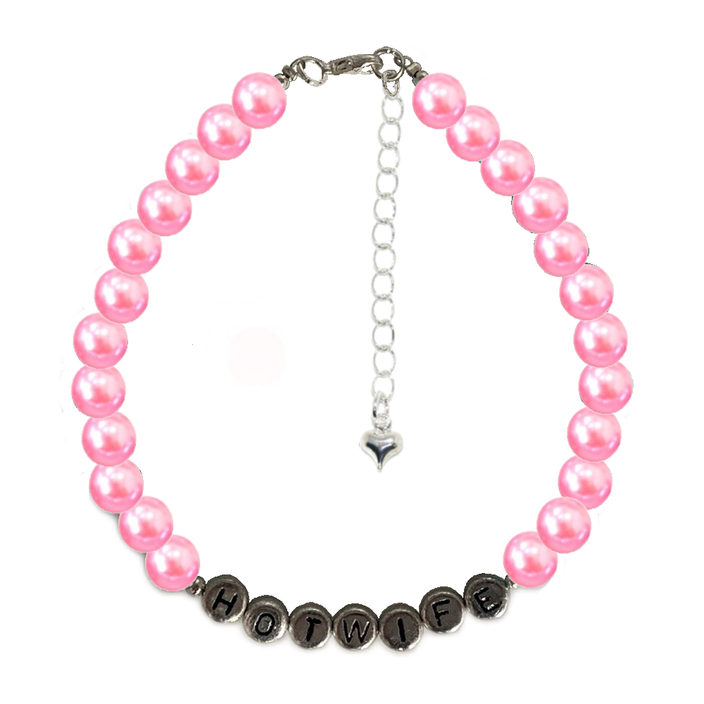 Light Baby Pink Pearl Bead HOTWIFE Anklet Ankle Chain