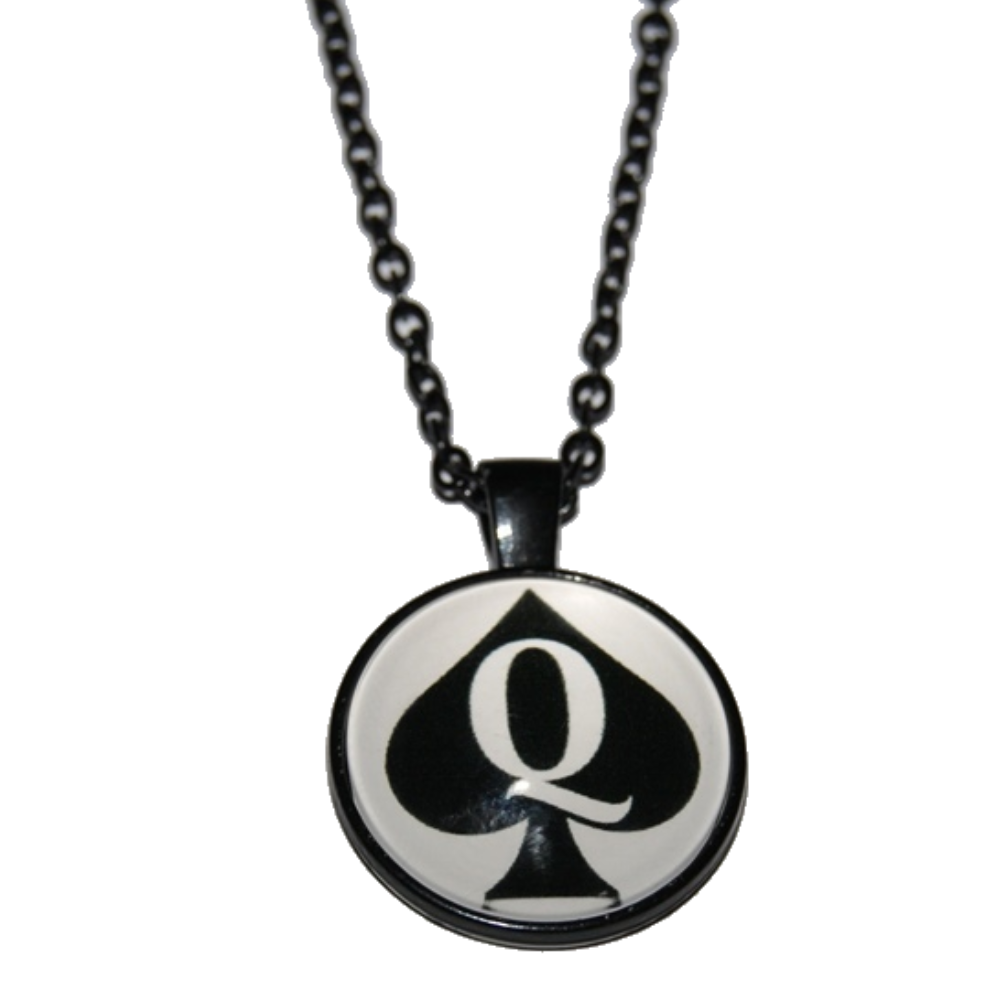 Chain Necklace Queen Of Spades QOS Dome Charm Style 1 Black