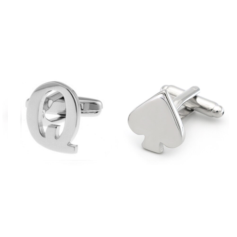 Queen Of Spades Silver Shirt Sleeve Cufflinks