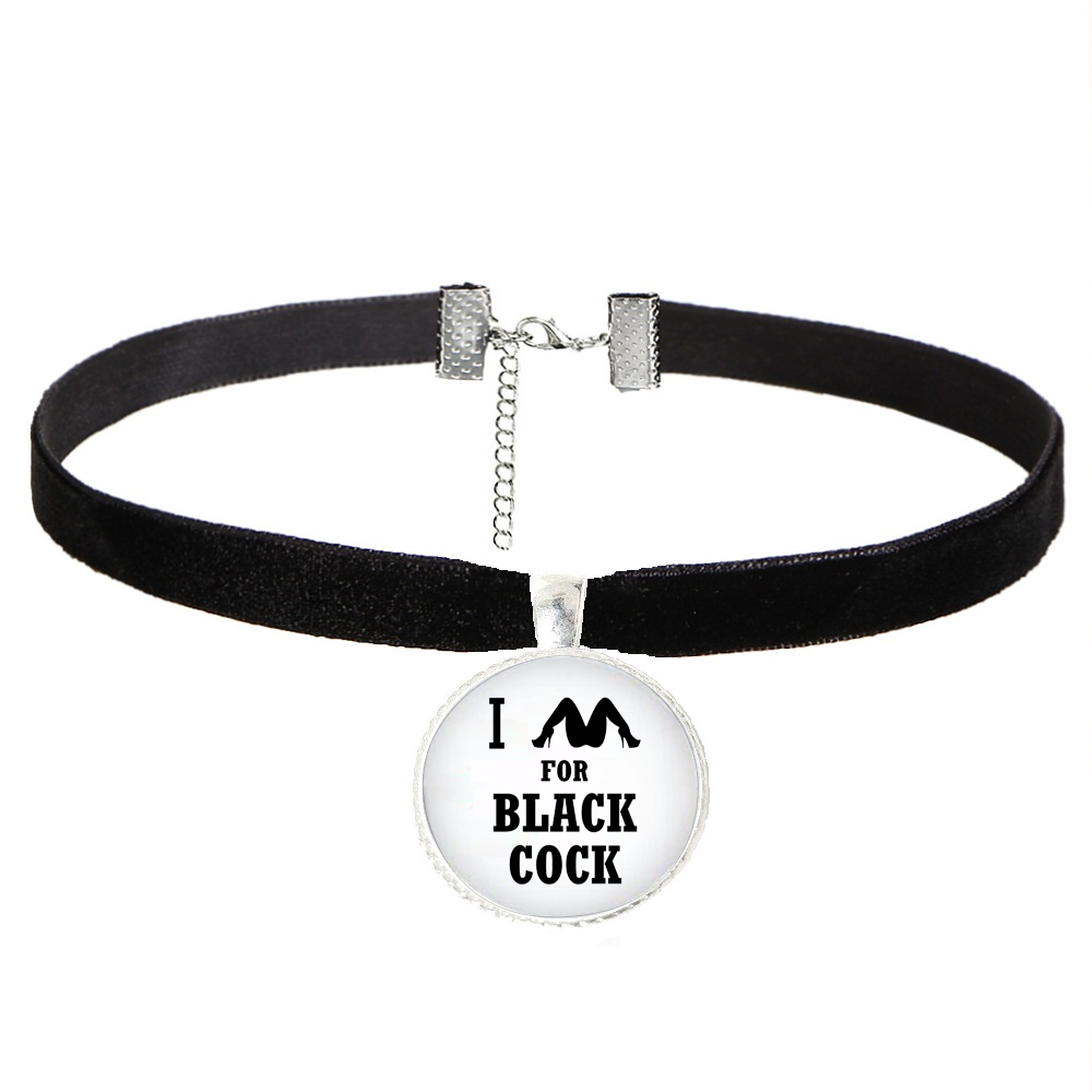 I Spread For Black Cock Black Velvet Neck Choker Necklace Custom Colours
