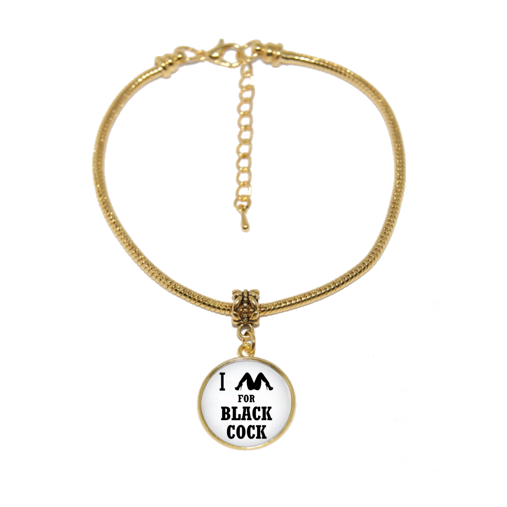 I Spread For Black Cock Dome Charm Gold Euro Anklet Ankle Chain 18mm